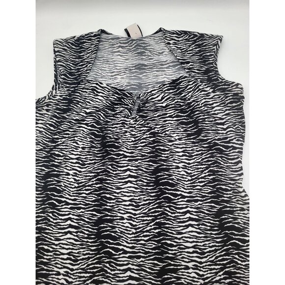 J.T.B. Womens Med Y2K whimsigoth keyhole sleeveless top black white print vtg - Picture 4 of 8